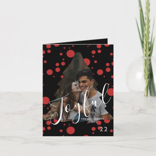 Moderne elegante trendy typografie rood 1 foto feestdagen kaart (Voorkant)