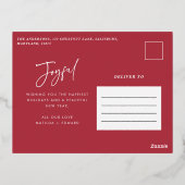 Moderne elegante trendy typografie rood 1 foto folie feestdagen briefkaart (Achterkant)