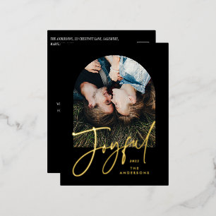 Moderne elegante trendy typografie zwart 1 foto folie feestdagen briefkaart