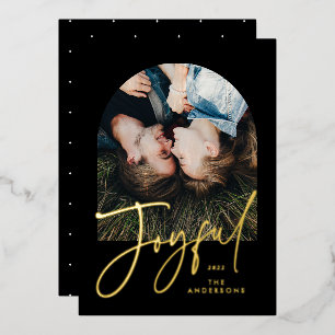 Moderne elegante trendy typografie zwart 1 foto folie feestdagenkaart