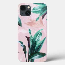 Moderne Elegante Tropische Bloemen Roze Groen Case-Mate iPhone Case