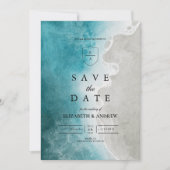 Moderne Elegante Tropische Strandbruiloft Save The Date (Voorkant)