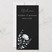 Moderne Elegante Trouw Bloem Zwart en Wit (Voorkant)