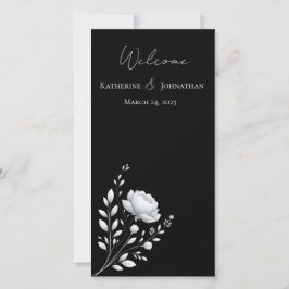 Moderne Elegante Trouw Bloem Zwart en Wit