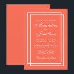 Moderne Elegante Trouw Coral en Witte Frames Kaart<br><div class="desc">Moderne Elegante Eenvoudige Geometrische Trouw Coral en Witte Uitnodigingskaart</div>