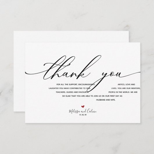 Moderne Elegante Trouw Dankkaart Informatiekaartje (Voorkant / Achterkant)