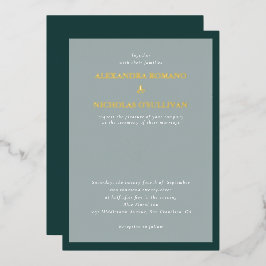 Moderne Elegante Trouw Emerald Groen en Goud Folie Uitnodiging