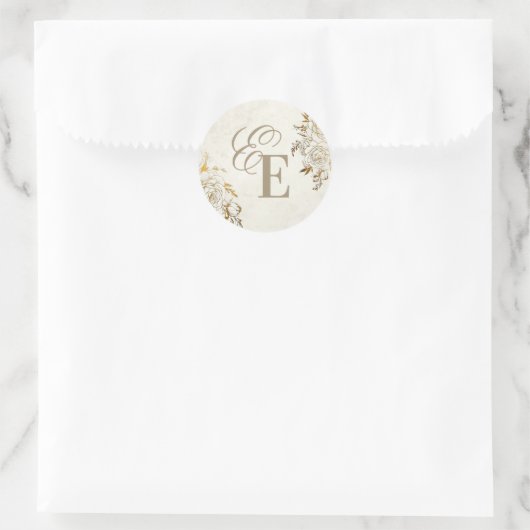 Moderne Elegante Trouw Ronde Sticker (Tas)
