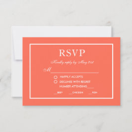 Moderne Elegante Trouw-RSVP Koraal Witte Kaart MW