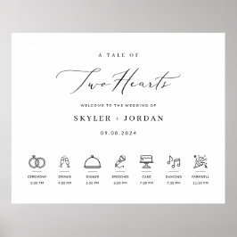 Moderne Elegante Trouw Welkomstbord met Tijdschema Poster