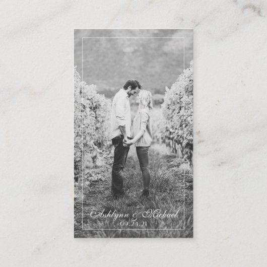 Moderne elegante trouwaccommodaties Foto Informatiekaartje (Achterkant)