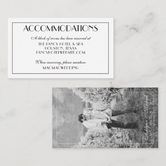 Moderne elegante trouwaccommodaties Foto Informatiekaartje (Voorkant / Achterkant)