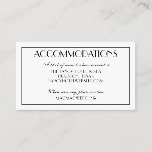 Moderne elegante trouwaccommodaties Foto Informatiekaartje (Voorkant)