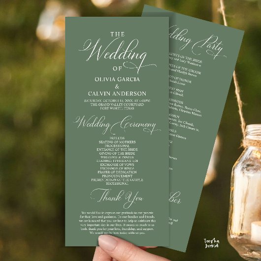 Moderne Elegante Trouwceremonie Orde Programmakaart