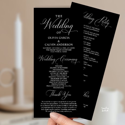 Moderne Elegante Trouwceremonie Orde Programmakaart