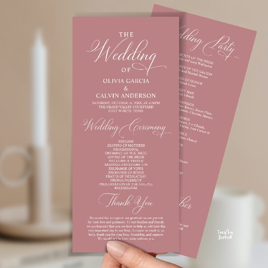 Moderne Elegante Trouwceremonie Orde Programmakaart