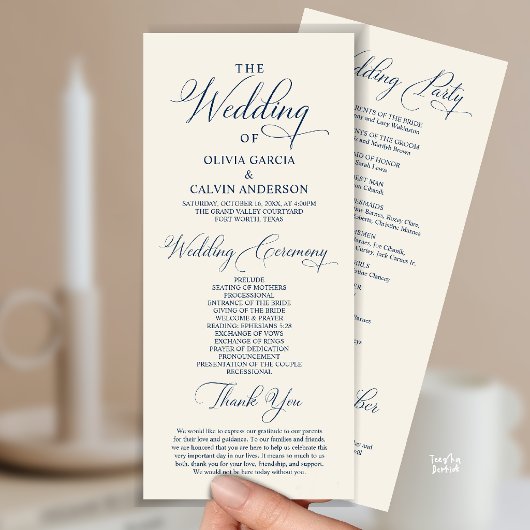 Moderne Elegante Trouwceremonie Orde Programmakaart
