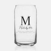 Moderne Elegante Trouwdatum Naam Initiaal Monogram Blikvorm Glas (Achterkant)