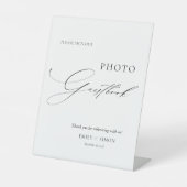 Moderne Elegante Trouwfoto Gastboek Teken Reclamebord Met Voetstuk (Voorkant)
