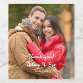 Moderne Elegante Trouwfoto Met Dankbetuiging Wijn Etiket (Enkel label)