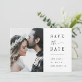 Moderne Elegante Trouwfoto Save The Date (Staand voorkant)