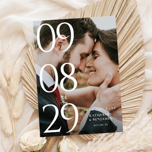 Moderne Elegante Trouwfoto Save The Date