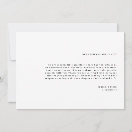 Moderne Elegante Trouwfoto's Dank u kaart (Achterkant)