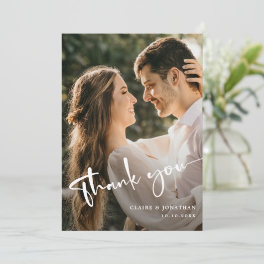 Moderne Elegante Trouwkaart Bedankt Kaart Custom P (Staand voorkant)