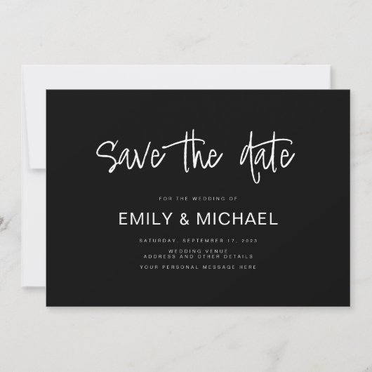 Moderne Elegante Trouwkaart Opslag van de Datum Save The Date (Voorkant)