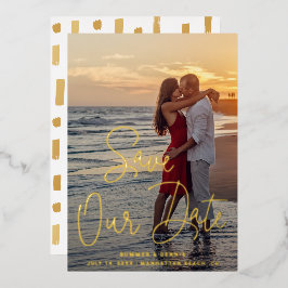 Moderne Elegante Trouwkaart Save The Date Folie Uitnodiging