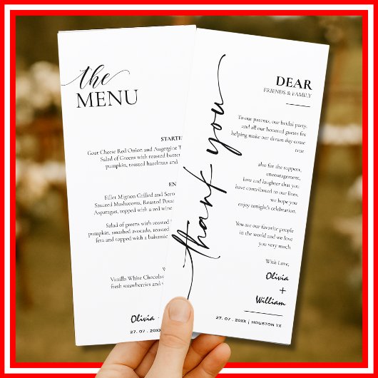 Moderne Elegante Trouwmenu en Dankkaart Menu