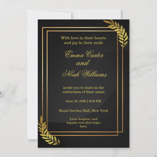Moderne Elegante Trouwuitnodiging Template | Edita Kaart (Voorkant)