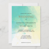 Moderne elegante turkooise gouden waterverf bruilo kaart (Voorkant)