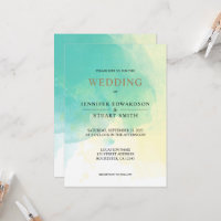 Moderne elegante turkooise gouden waterverf bruilo