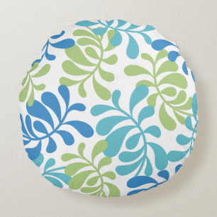 Moderne Elegante Turquoise Blad Barst Motief Ronde Rond Kussen