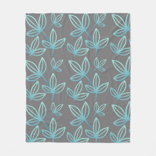 Moderne elegante turquoise bladeren fleece deken (Voorkant)