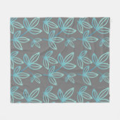 Moderne elegante turquoise bladeren fleece deken (Voorkant (Horizontaal))
