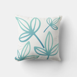 Moderne elegante turquoise bladeren kussen