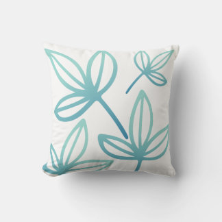 Moderne elegante turquoise bladeren kussen