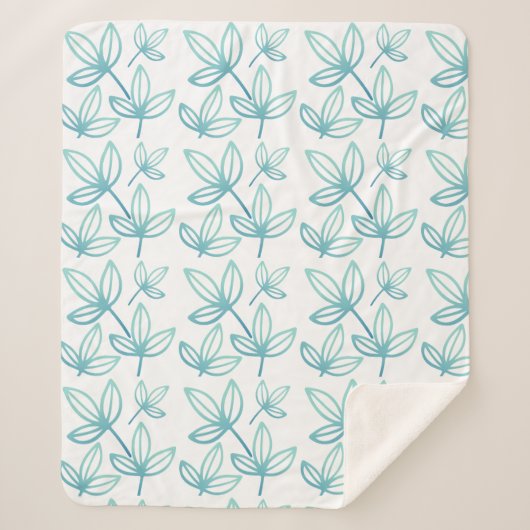 Moderne elegante turquoise bladeren sherpa deken (Voorkant)