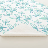Moderne elegante turquoise bladeren sherpa deken (3/4)