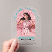 Moderne Elegante Turquoise Blauwe Quinceanera Foto Acryl Uitnodigingen (Insitu (Draagbaar))