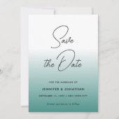 Moderne Elegante Turquoise Eenvoudige Kalligrafie  Save The Date (Voorkant)