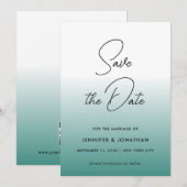Moderne Elegante Turquoise Eenvoudige Kalligrafie  Save The Date (Voorkant / Achterkant)
