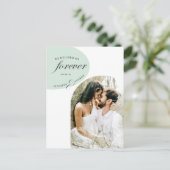 Moderne elegante turquoise foto Save the date Briefkaart (Staand voorkant)
