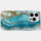 Moderne Elegante Turquoise Gouden Marmer Case-Mate iPhone Case (Achterkant (horizontaal))