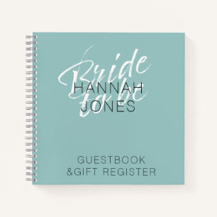 Moderne Elegante Turquoise Mintgroene Bruiloft Fee Notitieboek