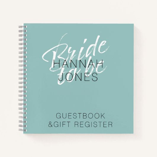 Moderne Elegante Turquoise Mintgroene Bruiloft Fee Notitieboek (Voorkant)