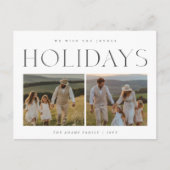 Moderne elegante twee foto kerstvakantie briefkaart (Voorkant)