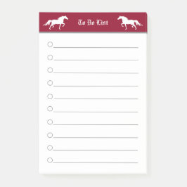 Moderne elegante twee paarden in bordeauxrood en w post-it® notes